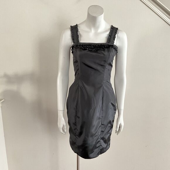 Betsey Johnson Black Cocktail Dress Bow Bustle Tail Rockabilly Goth Rocker 4 - Picture 10 of 11